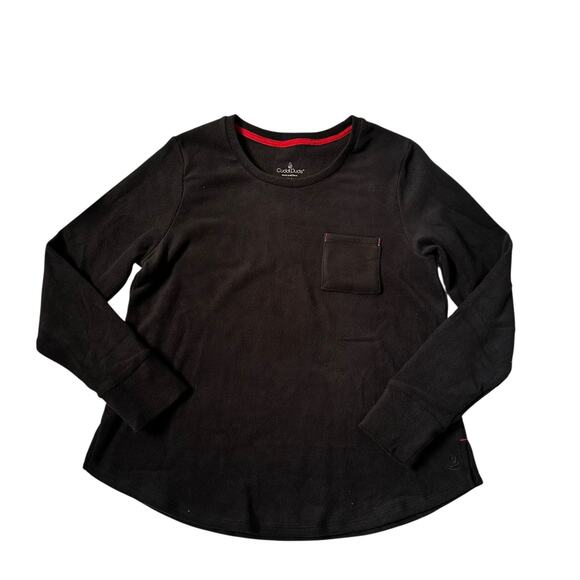 Cuddl Duds Black Fleece Loungewear Pajama Top Women's Petite Size Medium | 3-25 - Picture 1 of 7